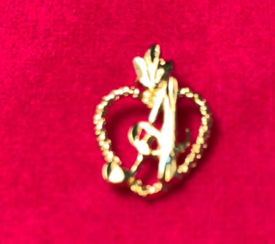 14KT GOLD PLATED LETTER A INITIAL HEART CHARM PENDANT USA SELLER