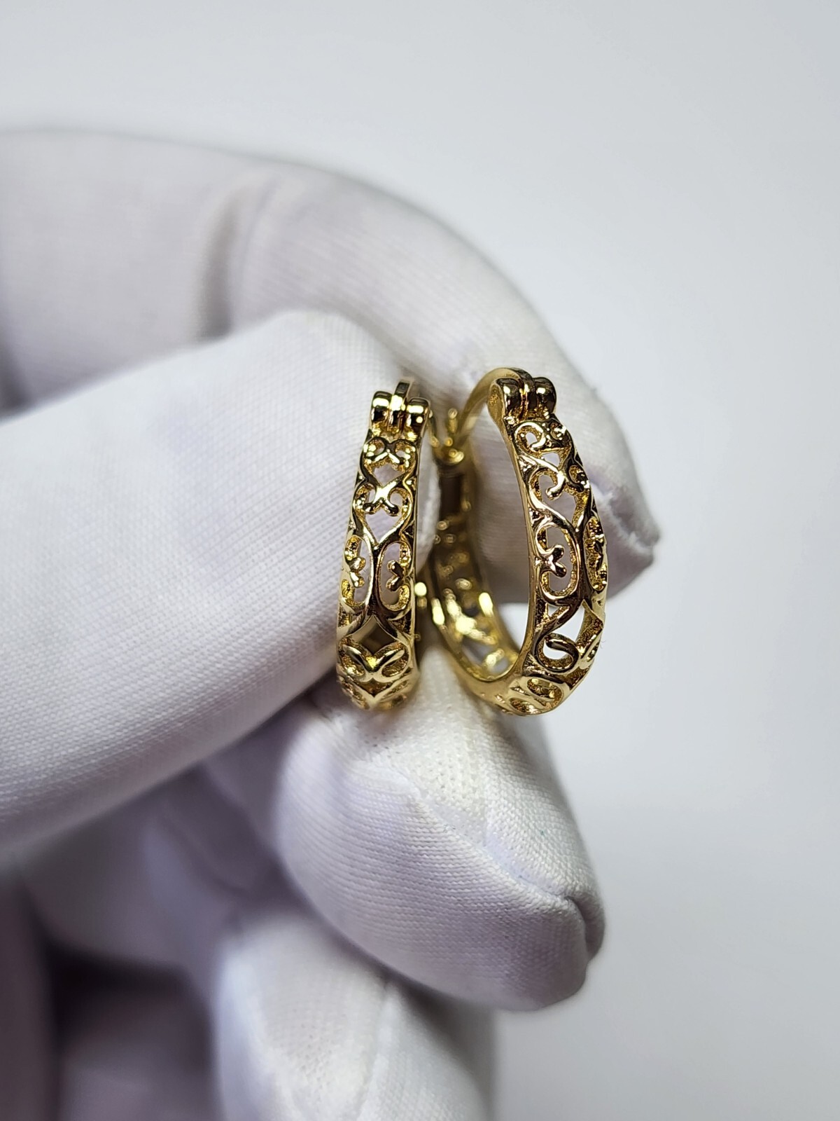 Gold Plated Hoop Dangle Earrings Fashion Jewelry For Women 18mm Medium Size