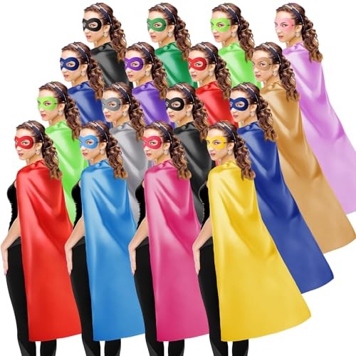 Heroic Party Capes Masks for Adults Women Men Party Capes for 16 Multicolor