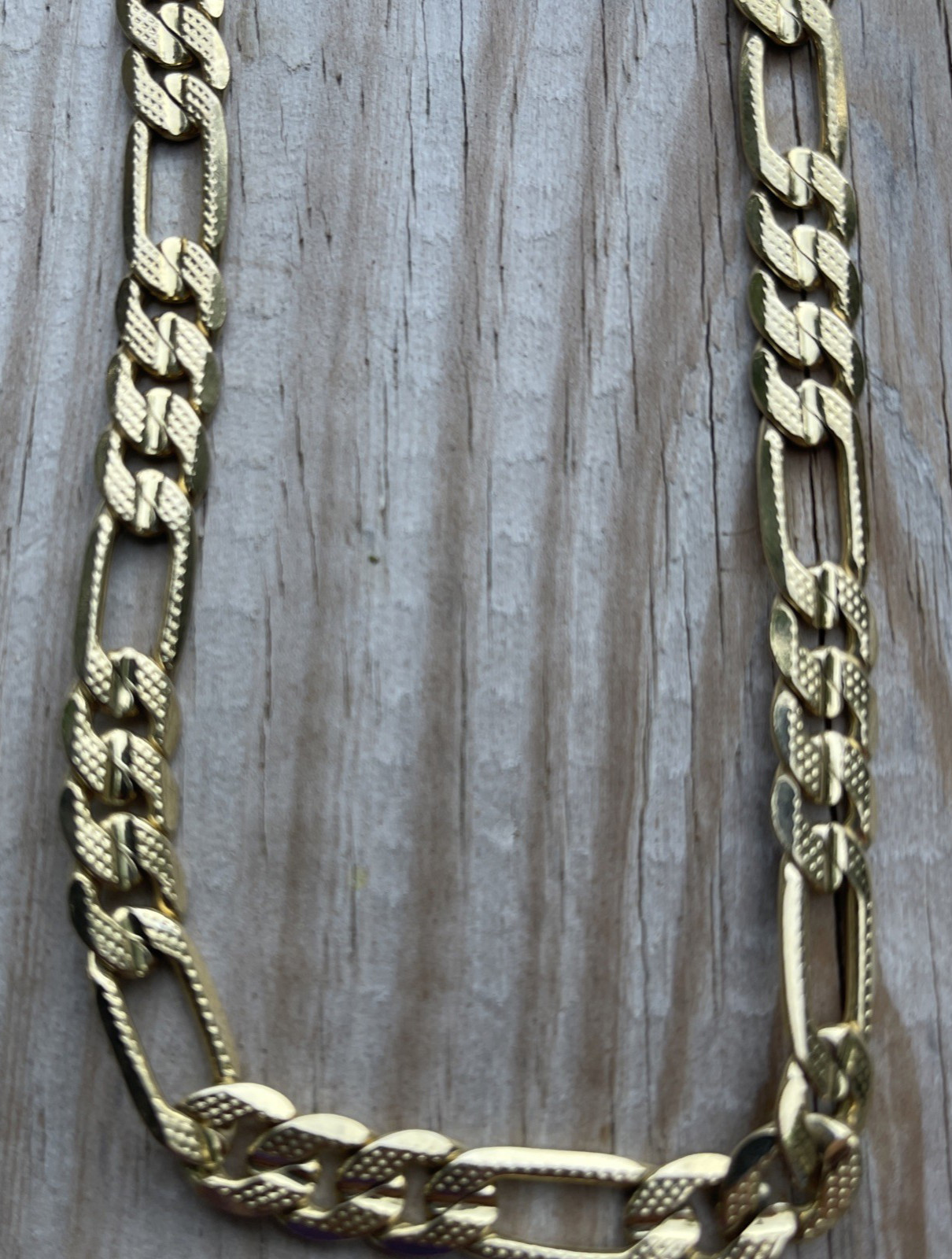 Men’s Figaro 18k Gold Plated Hip Hop Chain Necklace 23-7/8 inch Weight 40 Grams