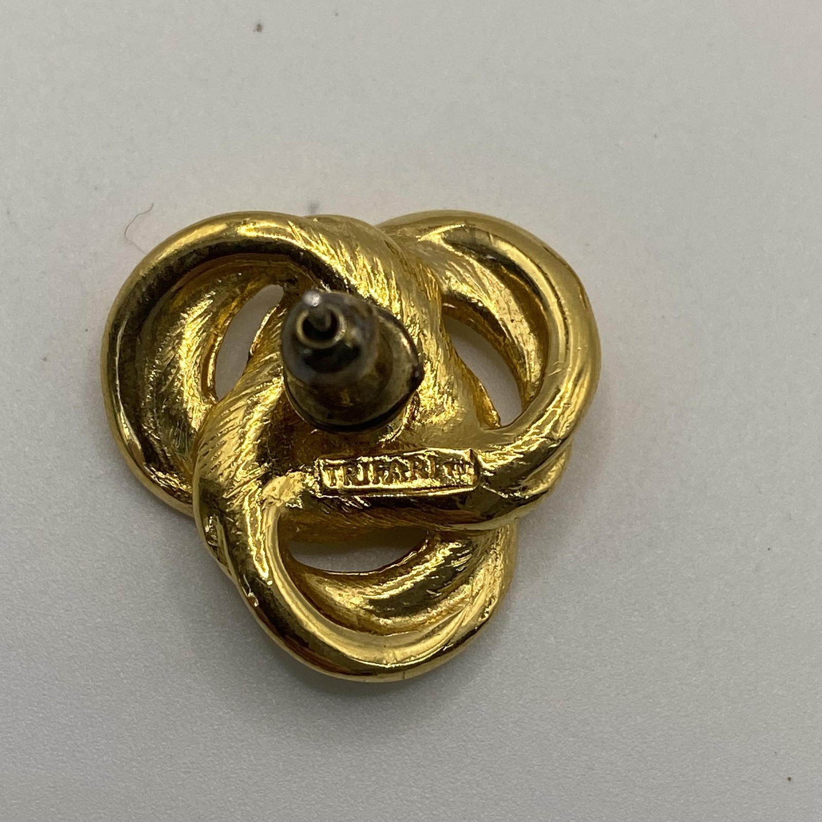 Trifari Gold Tone Knot Stud Earrings Womens Butterfly Back Classic Jewelry