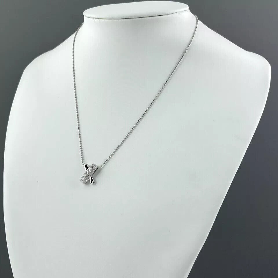 Without Chain Stunning “X” Pendant Round Simulated Diamond 14K White Gold Plated