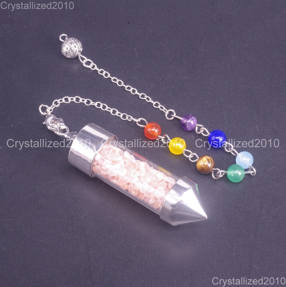 Natural Gemstones Wishing Pendulum Pointed Reiki Chakra Chip Beads Pendant