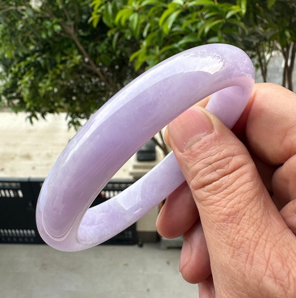 Natural Grade AAA Ice Lilac Lavender Burmese Jade jadeite bracelet bangle 60.5MM