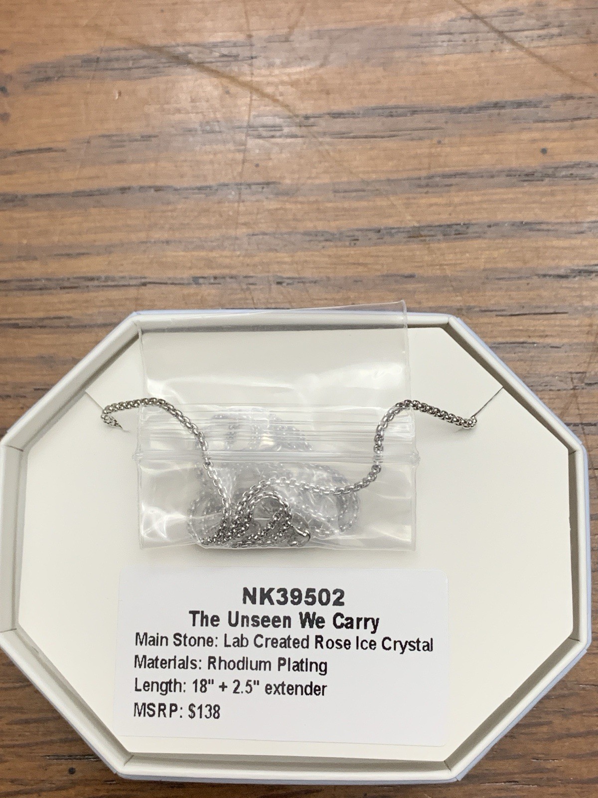 Bomb Party Necklace NK39502 The Unseen We Carry Rose Ice Crystal Rhodium