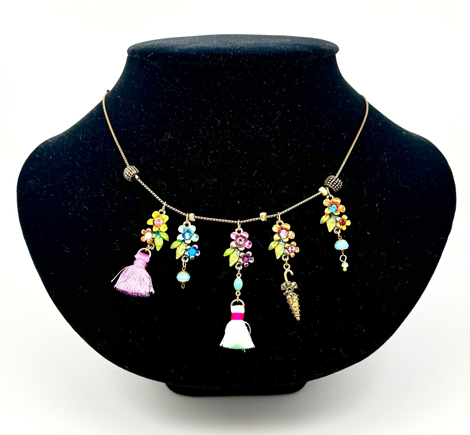 Beautiful Necklace With Small Pendants Crystals By Michal Negrin Unique.