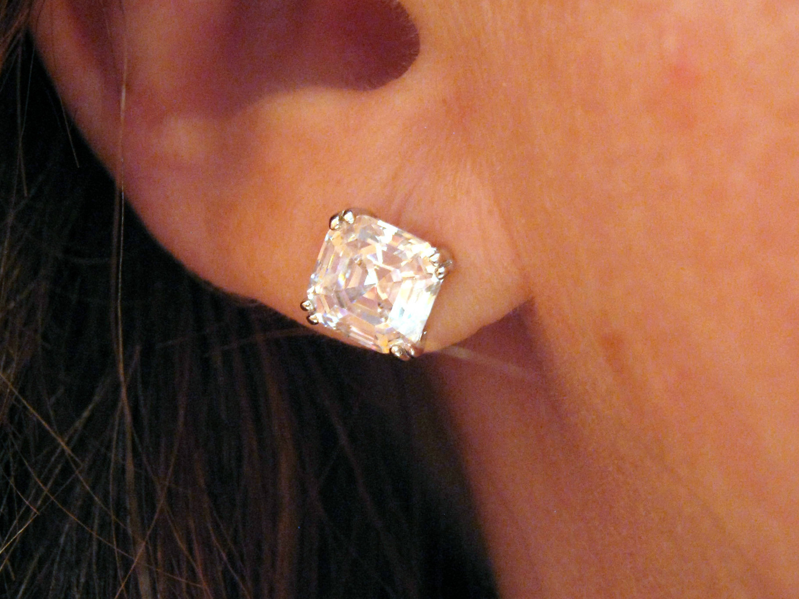 4 Ct Sterling Silver .925 Cubic Zirconia Asscher Cut Studs 7mm Square Princess