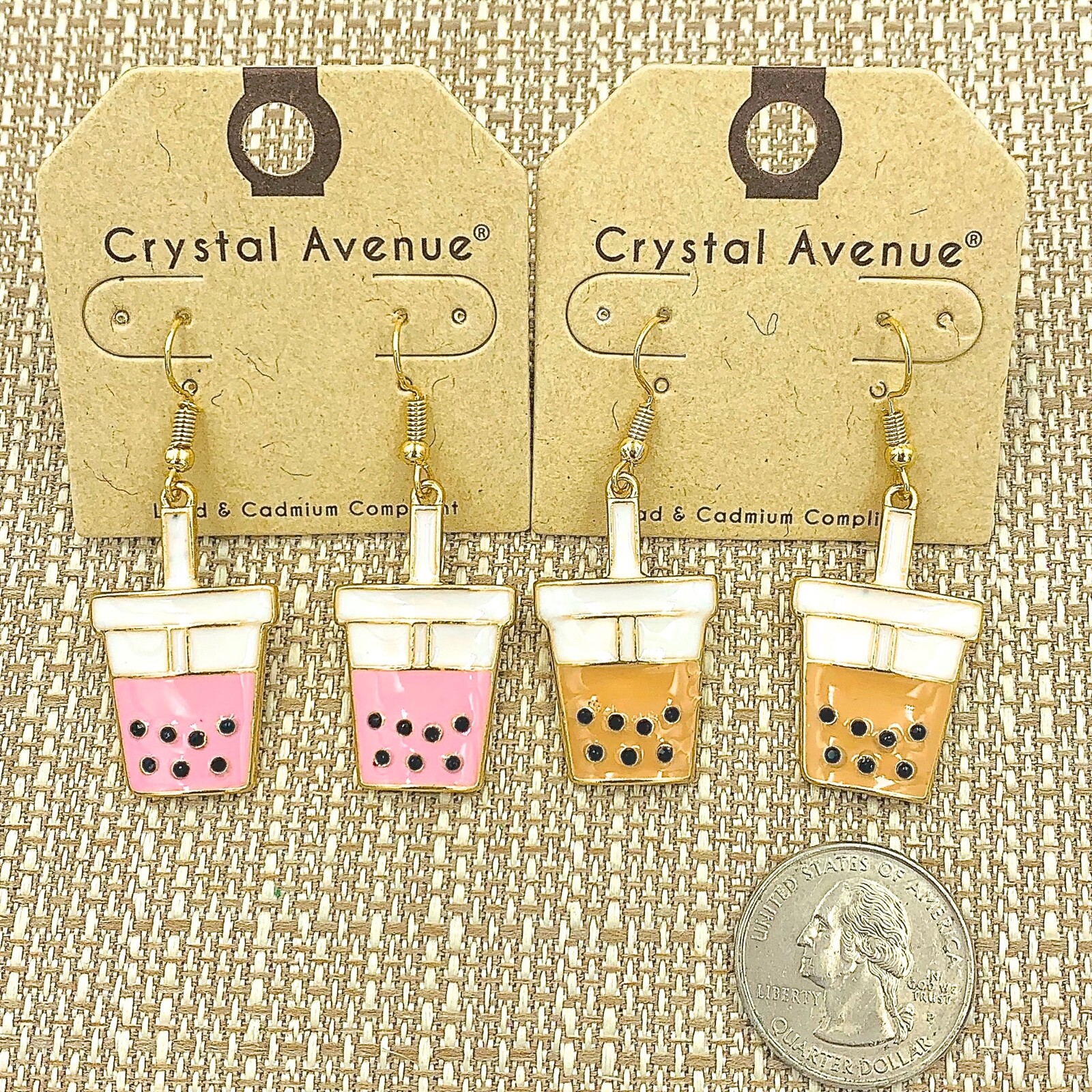 Boba Milk Tea Earrings in Chocolate or Strawberry (0.8x2in)