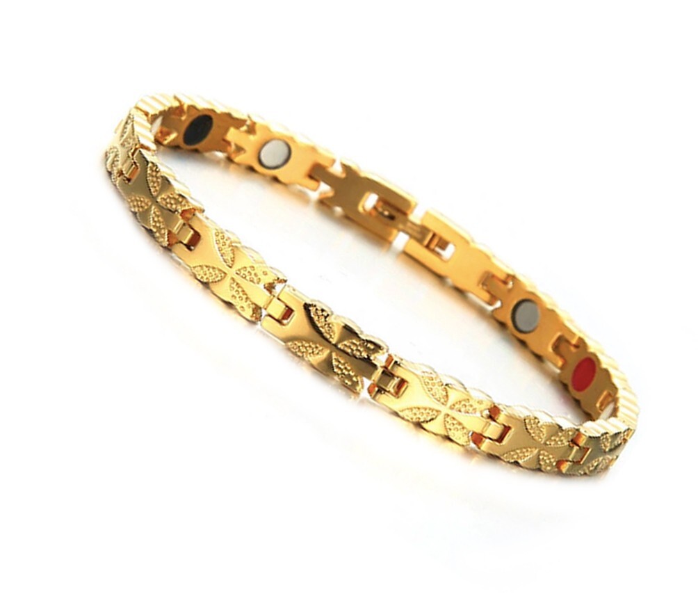 8″ Inch Womens Magnetic Stainless Steel Bracelet Ladies Yellow Gold w/ Fancy Box