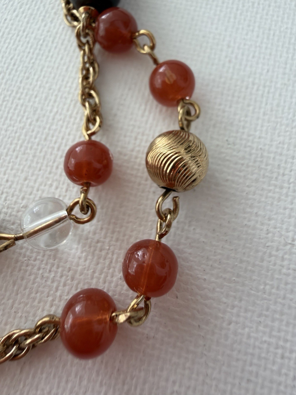MONET Gold Tone Signed Layered Multi-Strand Beaded Rope Necklace Lobster