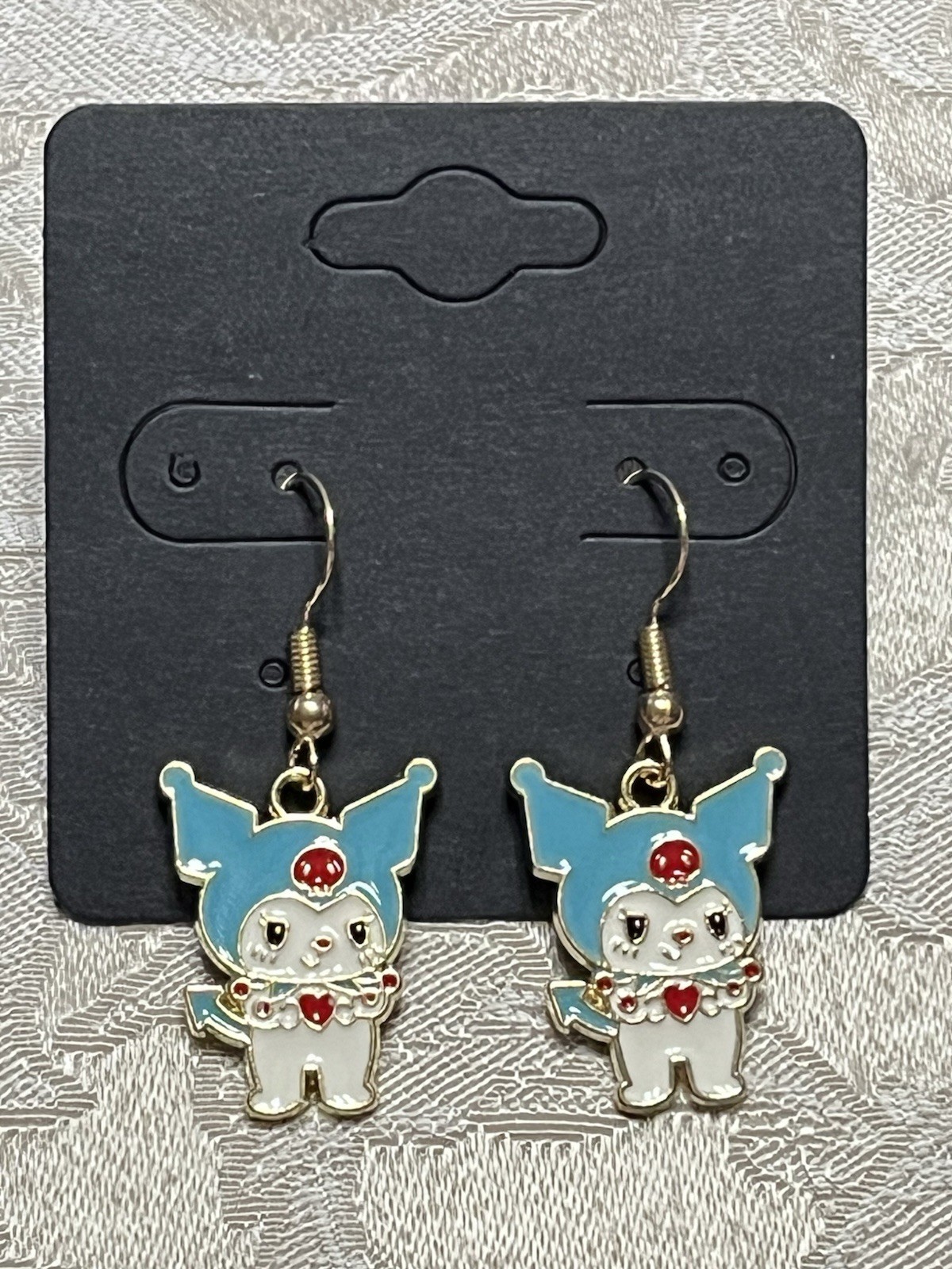 Kuromi Heart Love Cupid Silver Charm Drop Dangle Fun Boho Hello Kitty Earrings