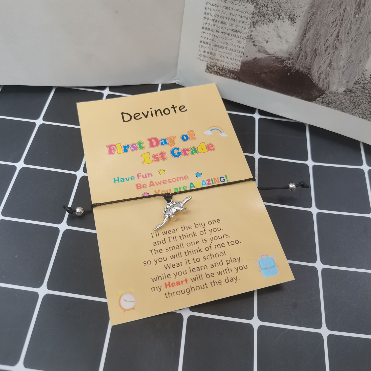 DEVINOTE First Day of School Bracelets Back to School Season Dinosaur Bracelet