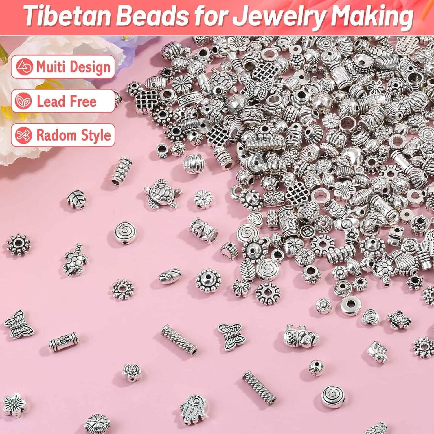 500 Pcs Silver Spacer Beads Bulk Jewelry Making Charms for Bracelets Necklaces