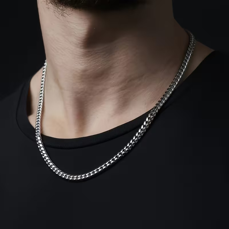 Dad Fathers Day Mens Gift Silver Chain Necklace personalised Gift Box & Bag