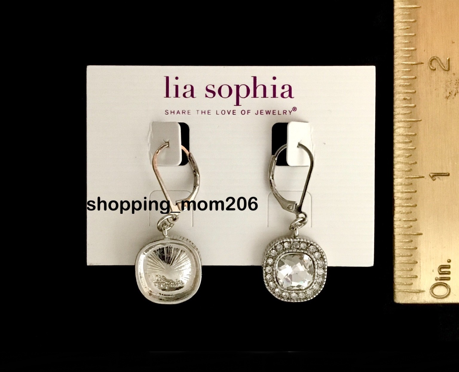 Lia Sophia “Bella Donna” Silver Tone w/Faceted Cut Crystals Drop Earrings