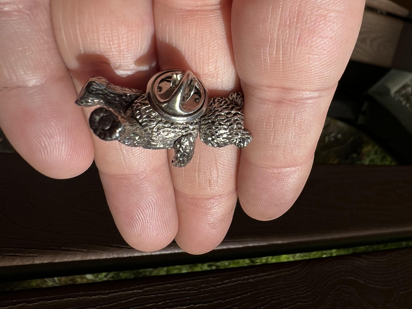 Silver Teddy Bear Lapel Pin Brooch 3D Metal Toy Animal Articulated Posable