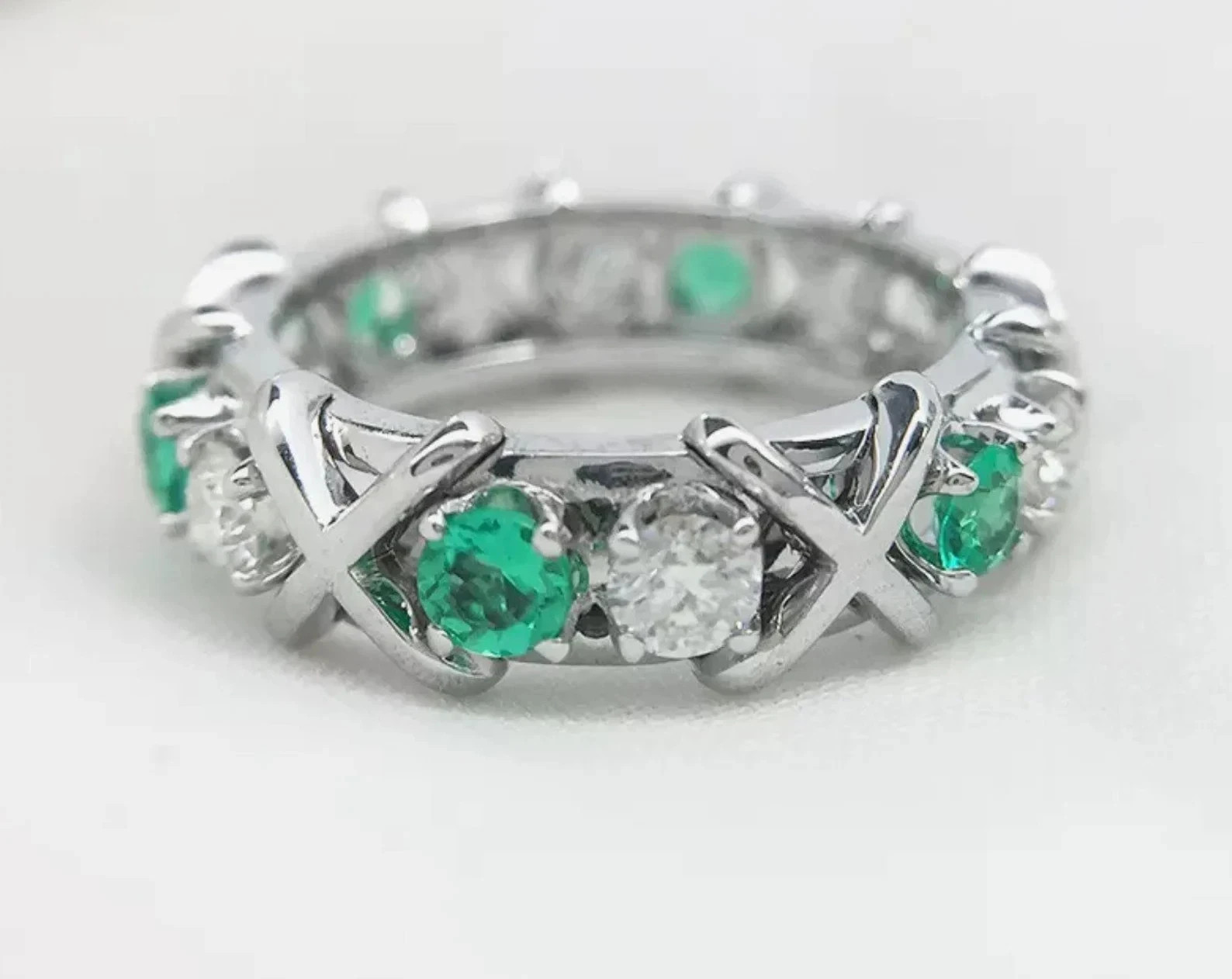 1.20 Ct Natural Emerald & Diamond Wedding Luxury Ring 925 Sterling Silver Sz 5