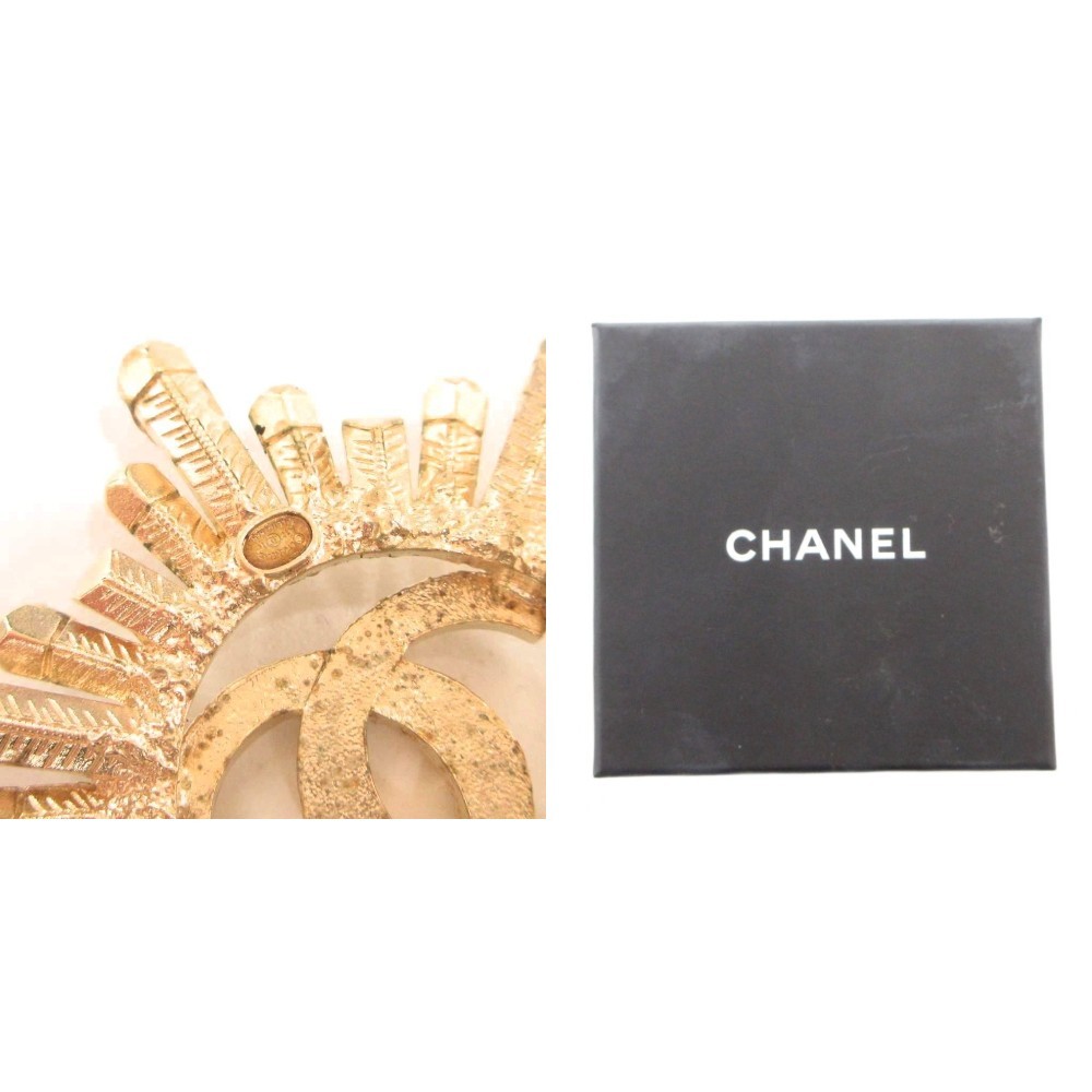 CHANEL brooch pin here mark bijou A17K silver color gold color /FF