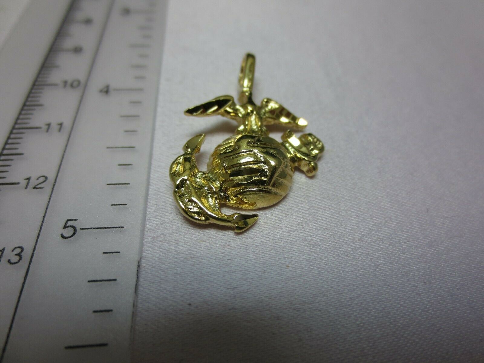 14 KT GOLD PLATED US MARINE CORPS EMBLEM PENDANT & 18″ ROPE CHAIN SET ,2747