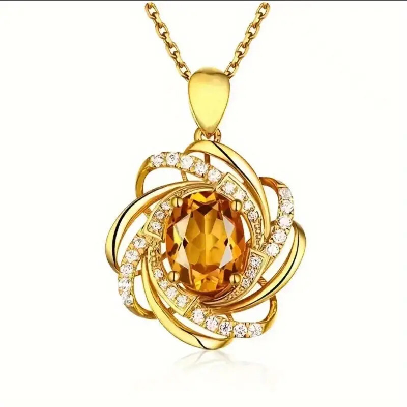 Rhinestone Decor Sunflower Pendant Necklace Jewelry Women Girls Fashion Gift New