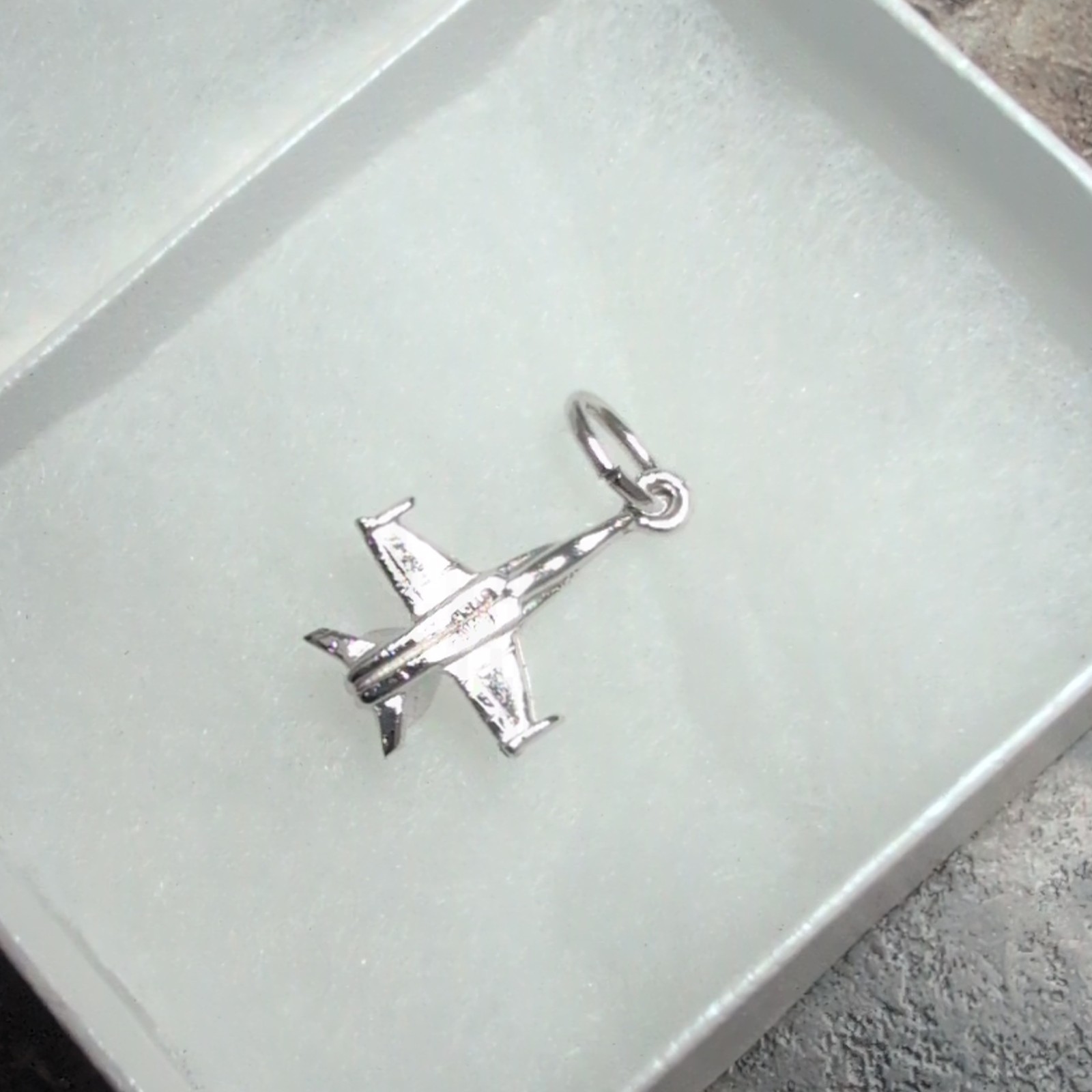 Silver F-14 Airplane Dangle Charm Pendant, Spring Ring Closure, Transportation