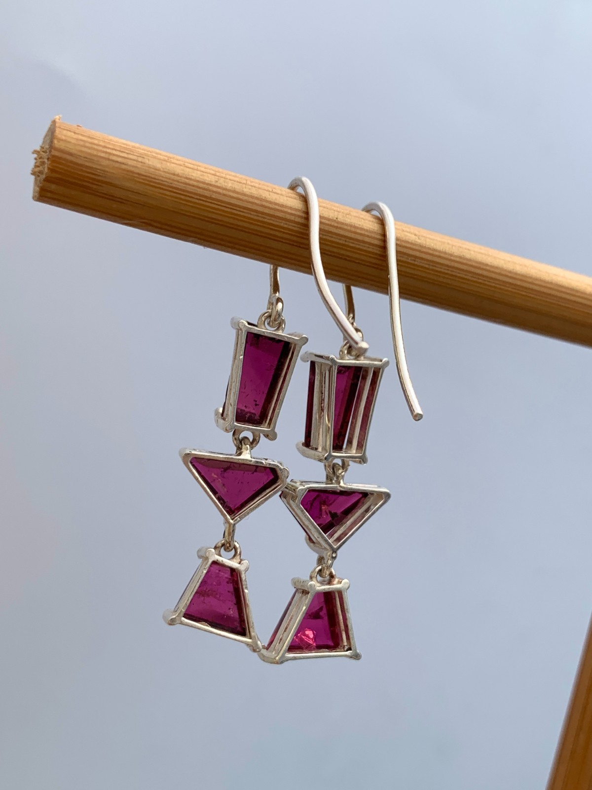 Pinkish Red Tourmaline Earrings: 925 Sterling Silver, Handmade Gemstone Jewelry