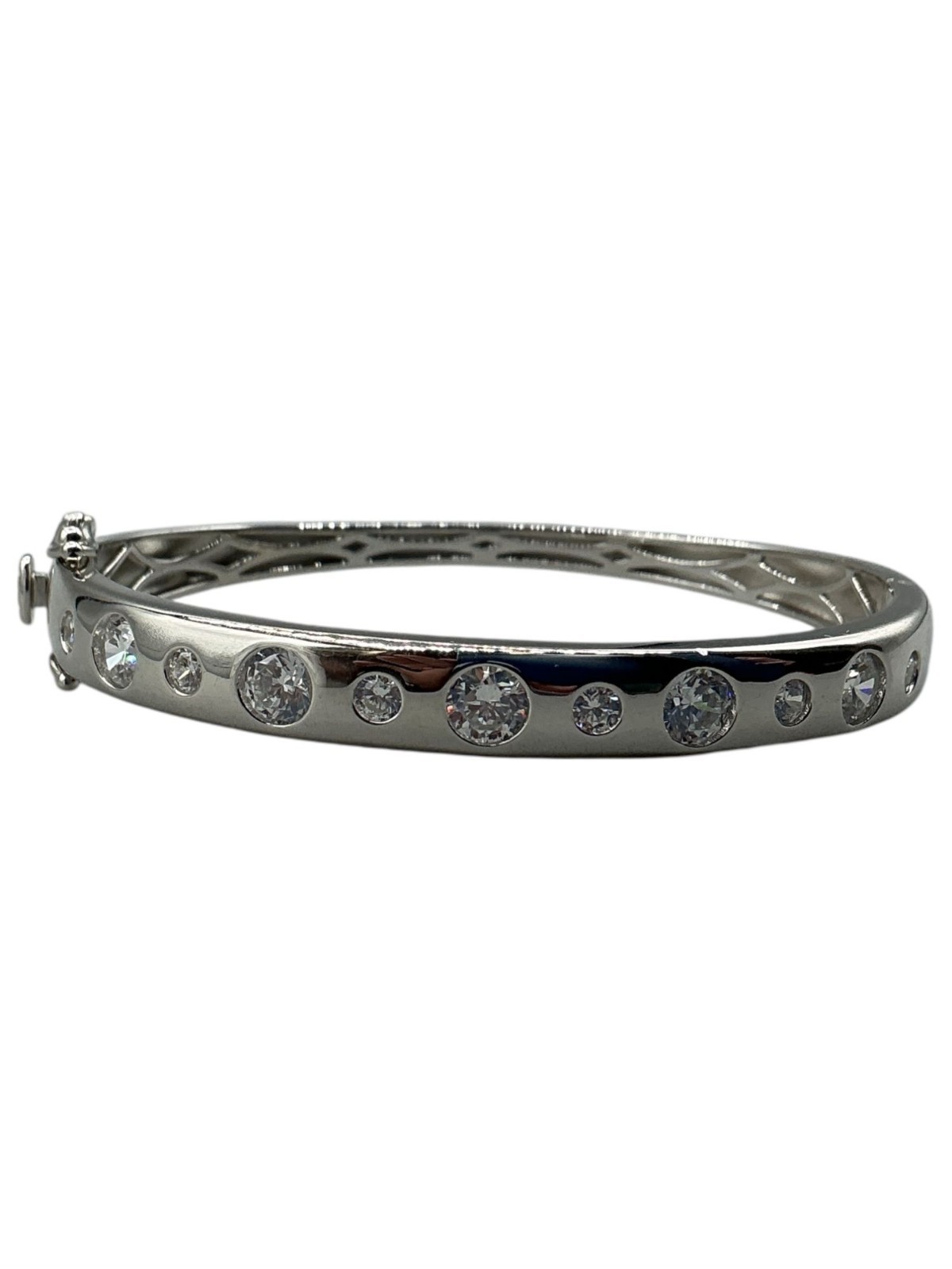 Diamonique X Jennifer Miller Sterling S Alternating Rounds Bangle Bracelet Small