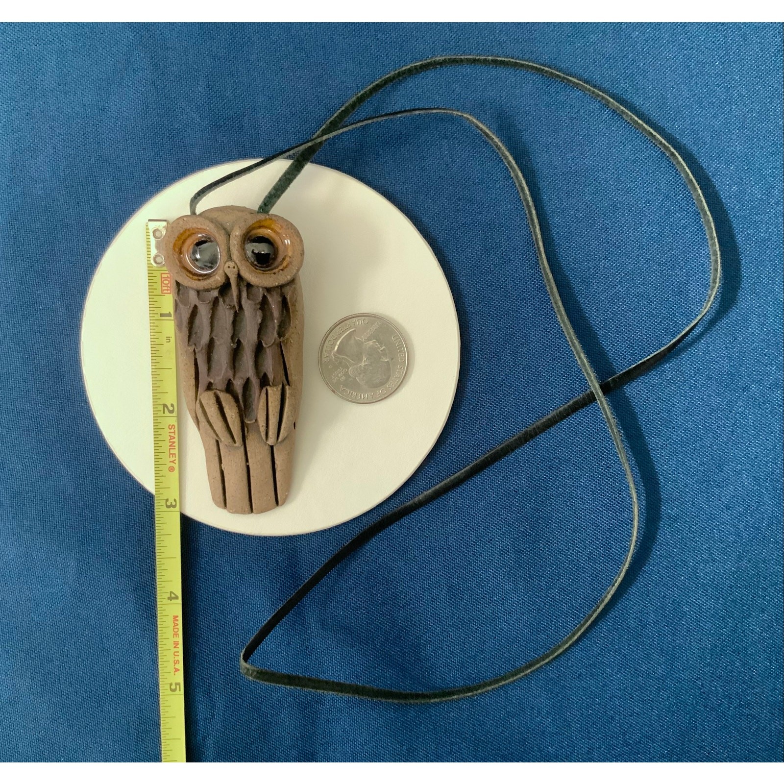 Brown Clay Owl Pendant Necklace