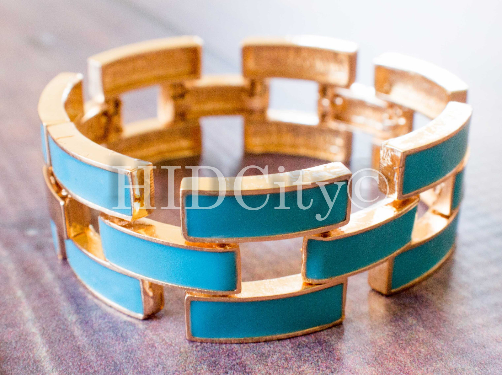 5 Colors Enamel Square Pave Chunky Link Crew Bracelet Mint Gold US Seller NEW