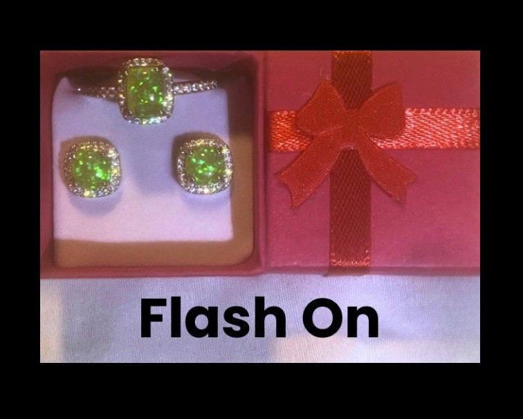 Gorgeous Green Fire Opal CZ Halo Square Earrings & Ring Size 11 Set