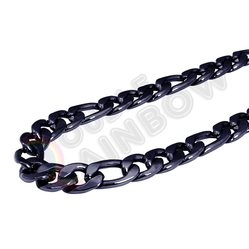 20 inches Men’s Stainless Steel Black 6mm Figaro Necklace Chain Link*C24