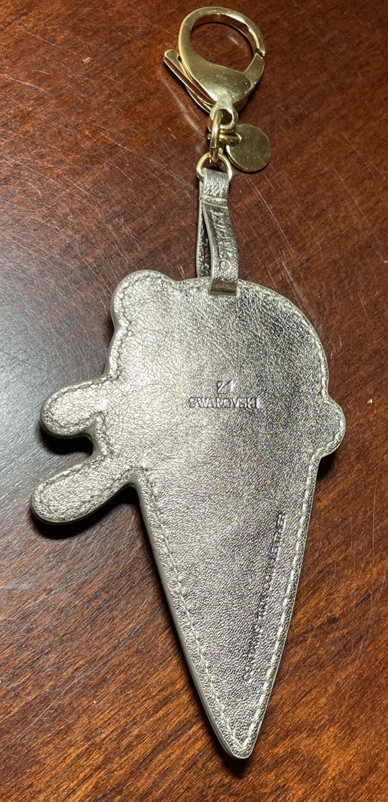 Swarovski 3D Ice Cream Bag Charm W/Key Holder~Leather~Crystal~See Description