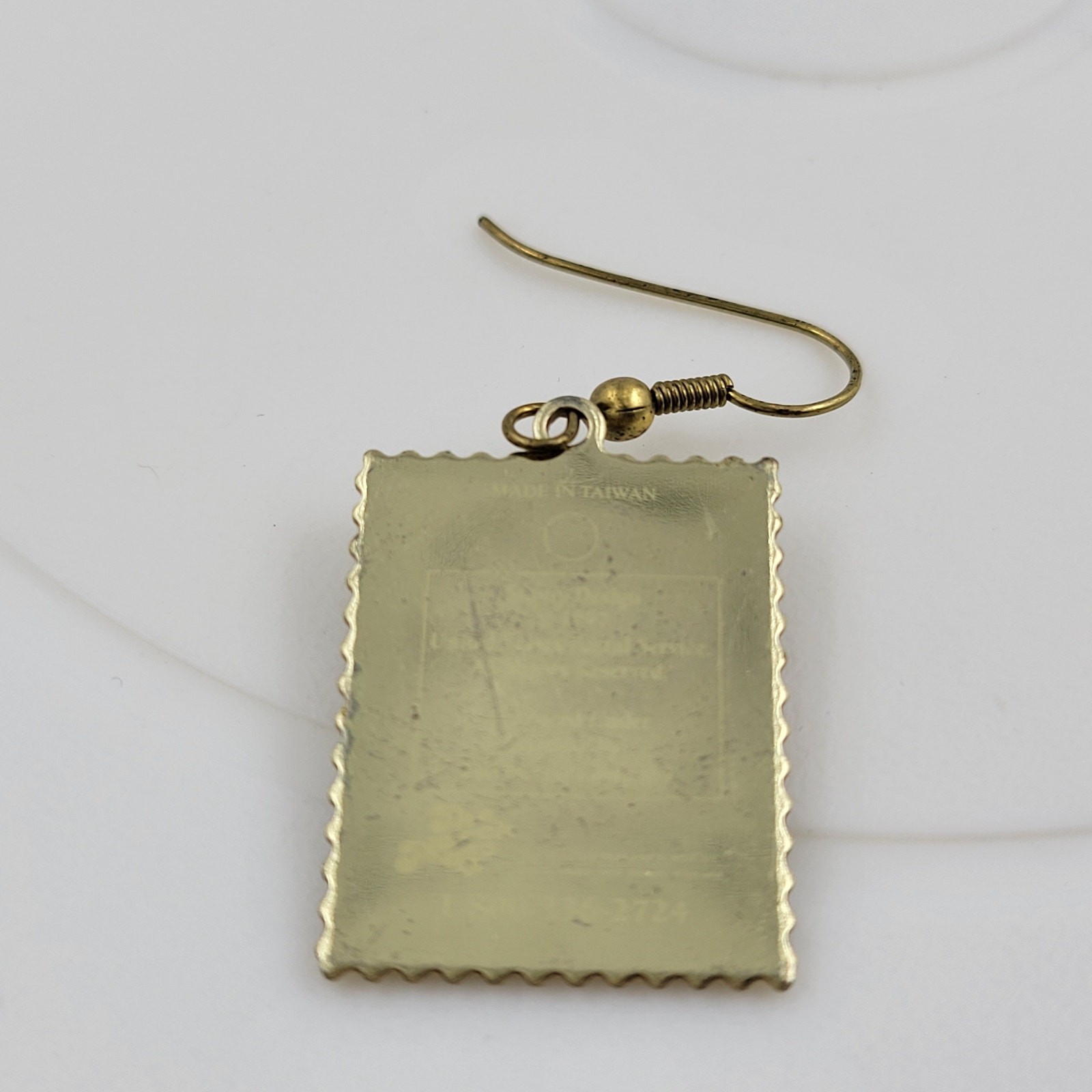 Swan Love 32 Cent Stamp Dangle Earrings Heart Gold Tone Postage Mail USA