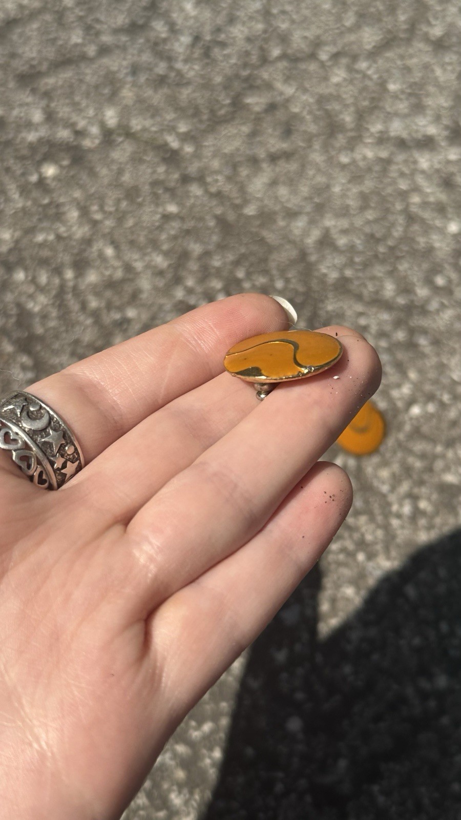 Vintage Gold & Brown Enamel Heart Stud Earrings, Butterfly Back Post