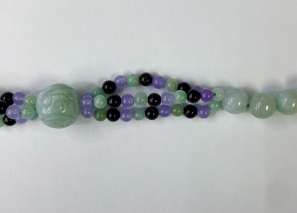 HSN Jade of Yesteryear 36″ Multi Color Jade Bead Station 36″ Necklace
