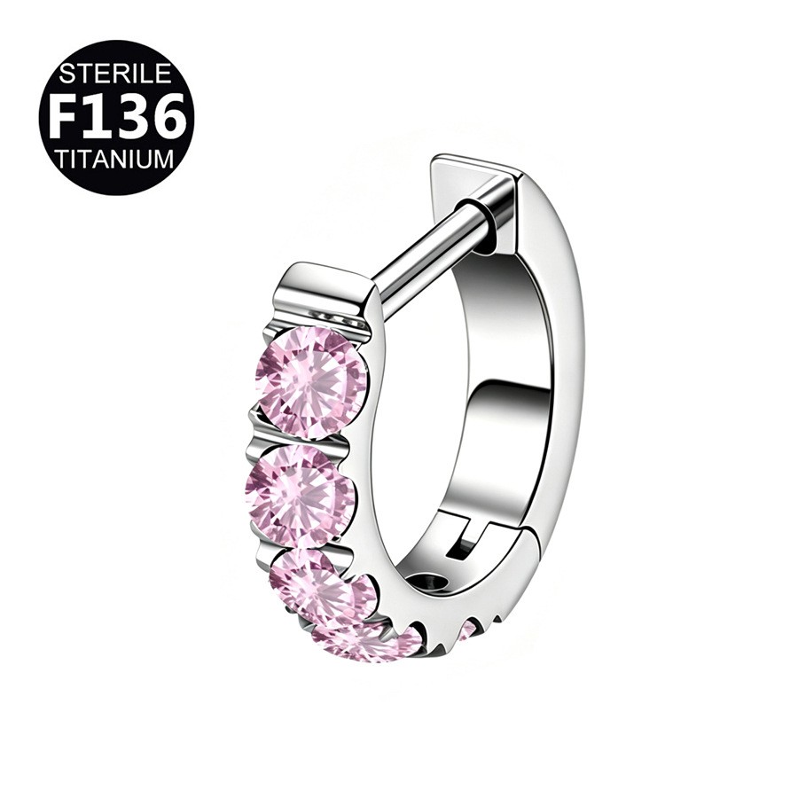 F136 Titanium Clicker 16G CZ Hinged Segment Ring Septum Daith Cartilage Piercing