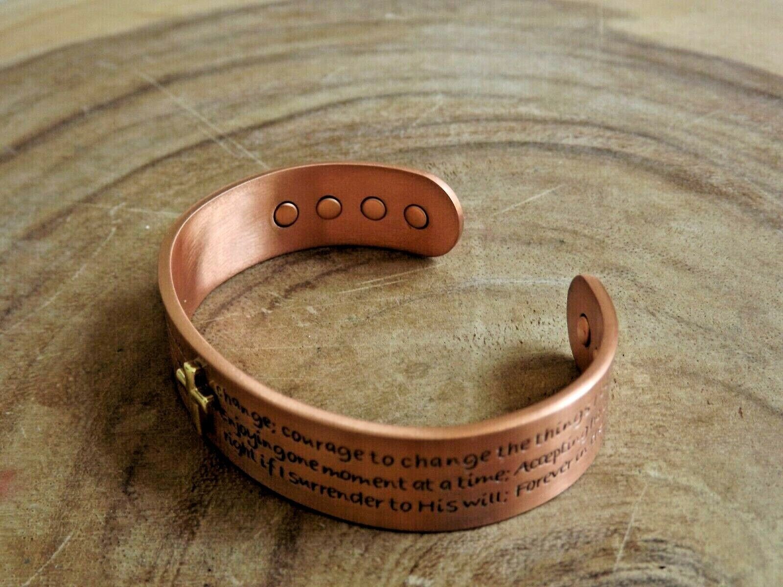 Cross Prayers Pure Copper Magnetic Bracelet Arthritis Pain Therapy Energy Cuff