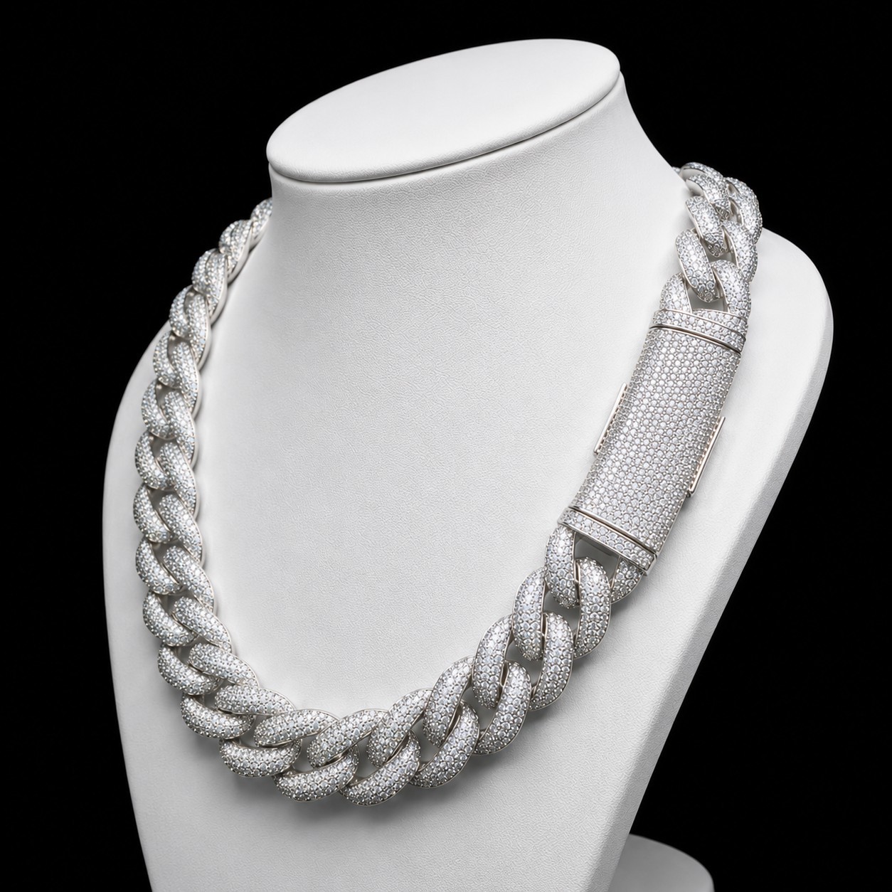 22″ VVS Moissanite Cuban Link Chain 925 Sterling Silver Iced Out Necklace