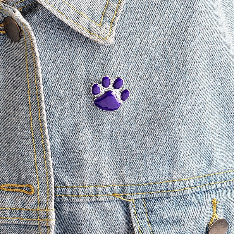 Purple CAT DOG PAW 1″ Metal Enamel Vest Lapel Hat Backpack Pin (#P113)