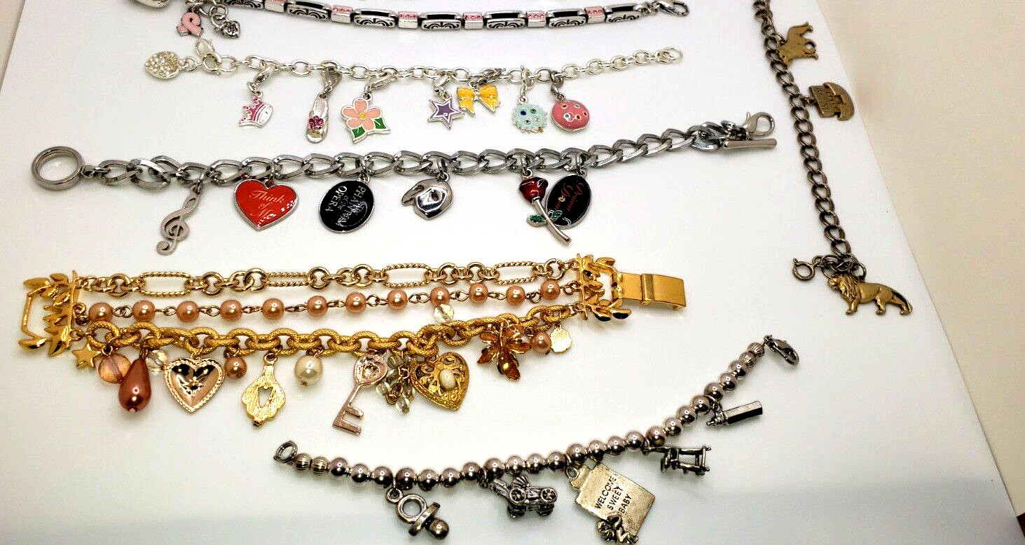 Bundle Charm Bracelets 7 Pre-own Varies sizes. Good Condition See Photos @RK