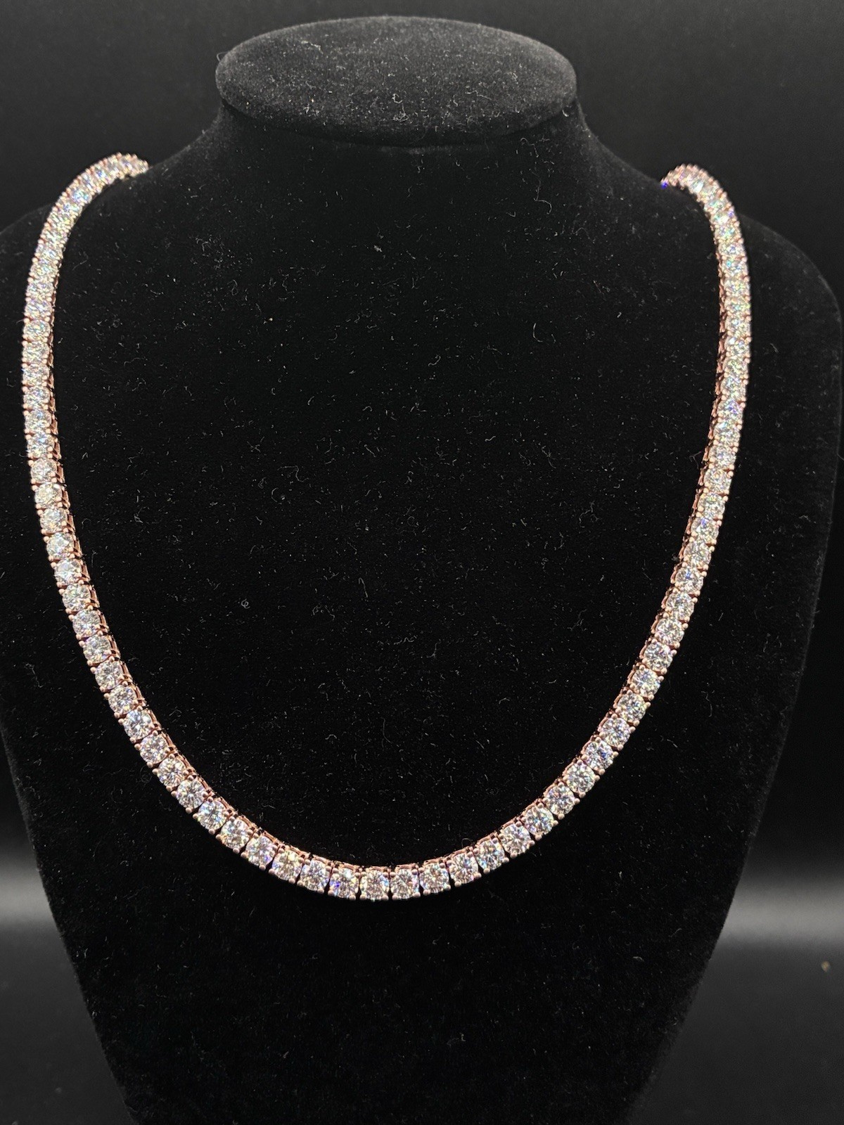 925 Sterling Silver and VVS Moissanite Rose Gold Tennis Chain 22 Inches