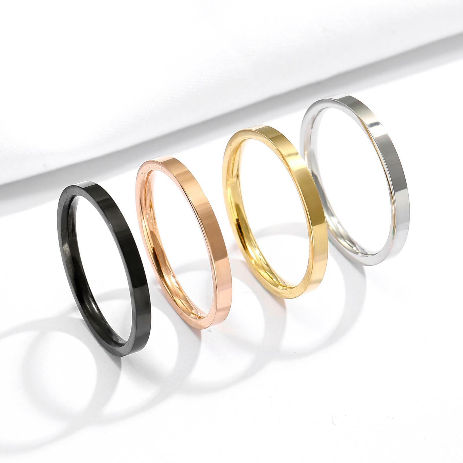 Womens 3mm Thin Simple Ring Plain Band Trendy Jewelry Stainless Steel Size 5-9