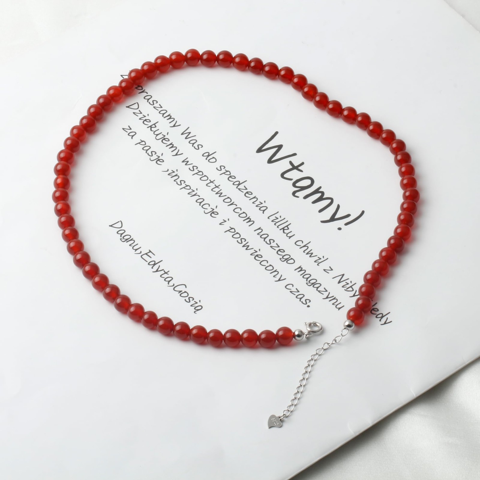 Agate Choker Necklace 6mm Round Beads Sterling Silver 40cm + 5cm Extender