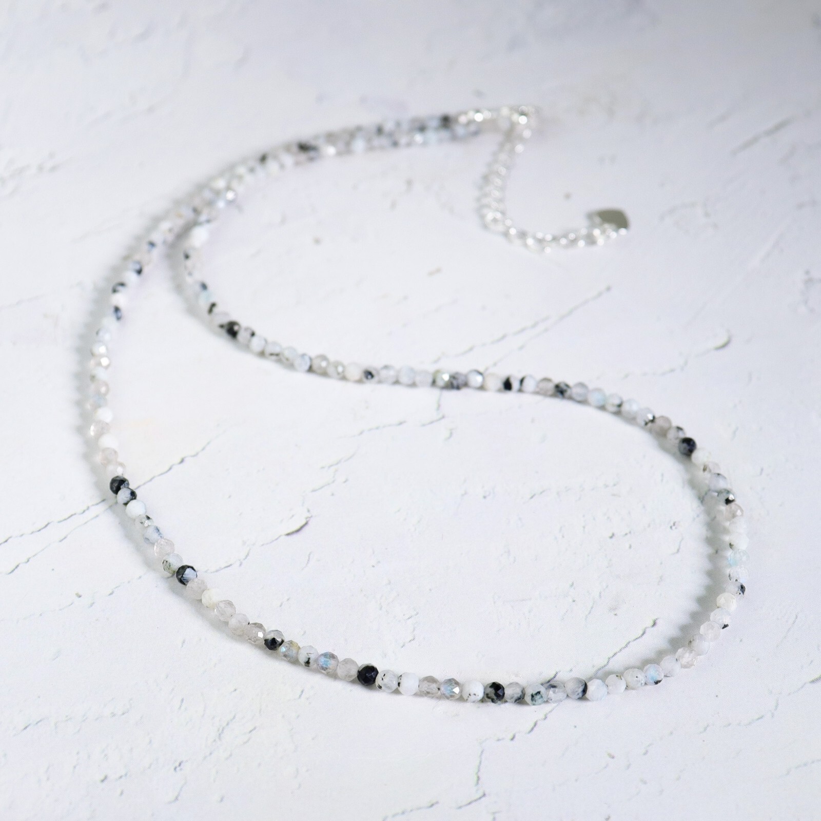 Black Moonstone Choker Delicate Stone Beads Necklace Crystal Dainty Choker