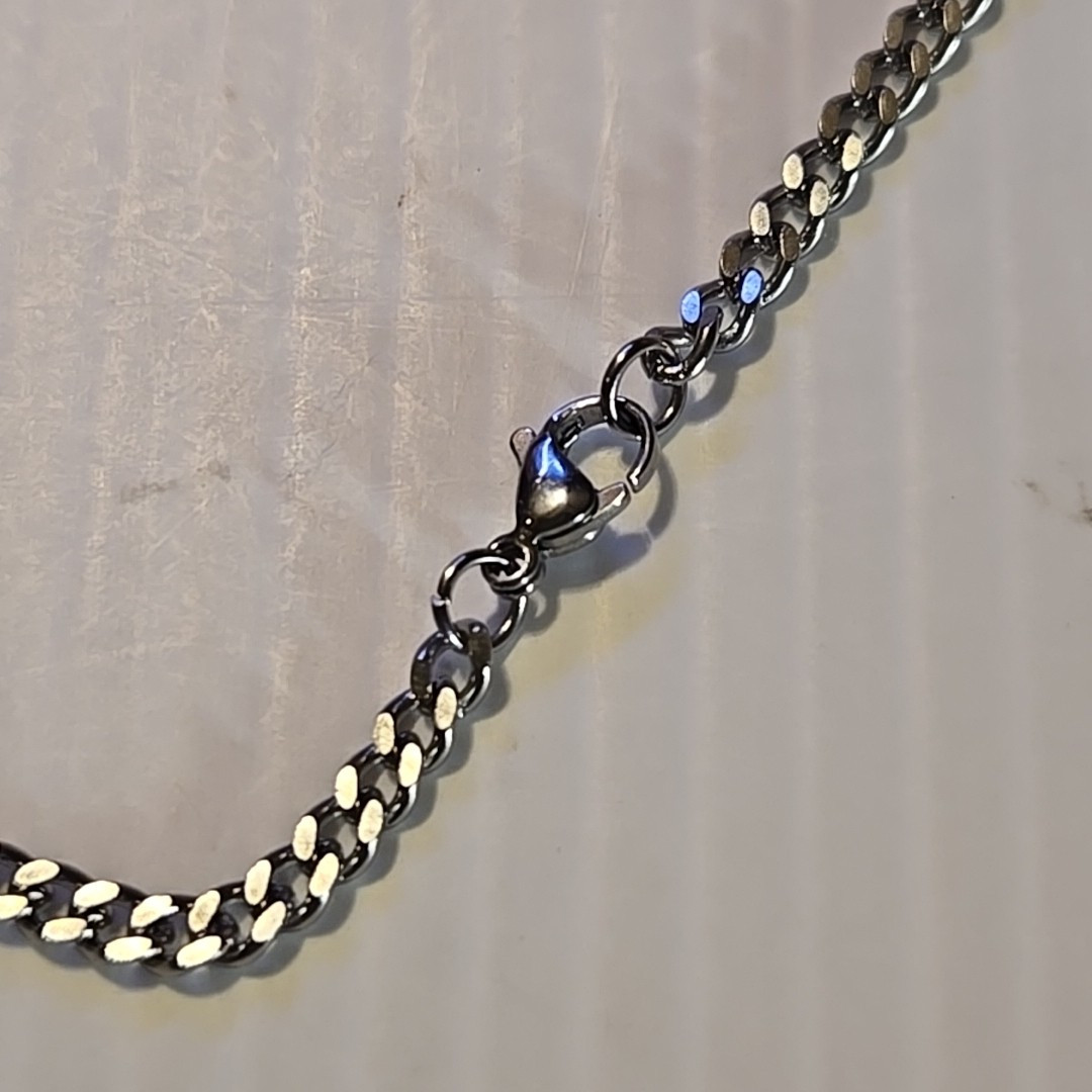 SUN & MOON FACES Pewter Pendant Charm / 18″-24″ STAINLESS CURB CHAIN NECKLACE