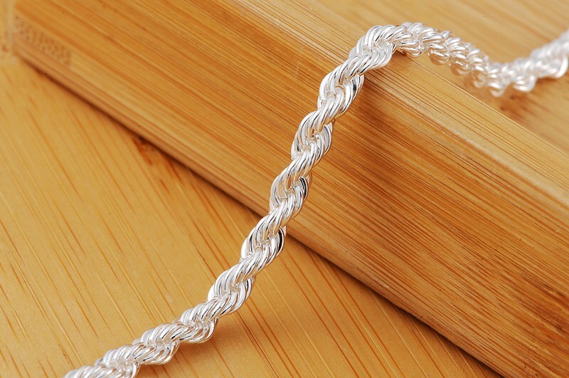 Popular Fashion Hot Sell 925 Sterling Silver Jewelry Twist Bracelet Chain