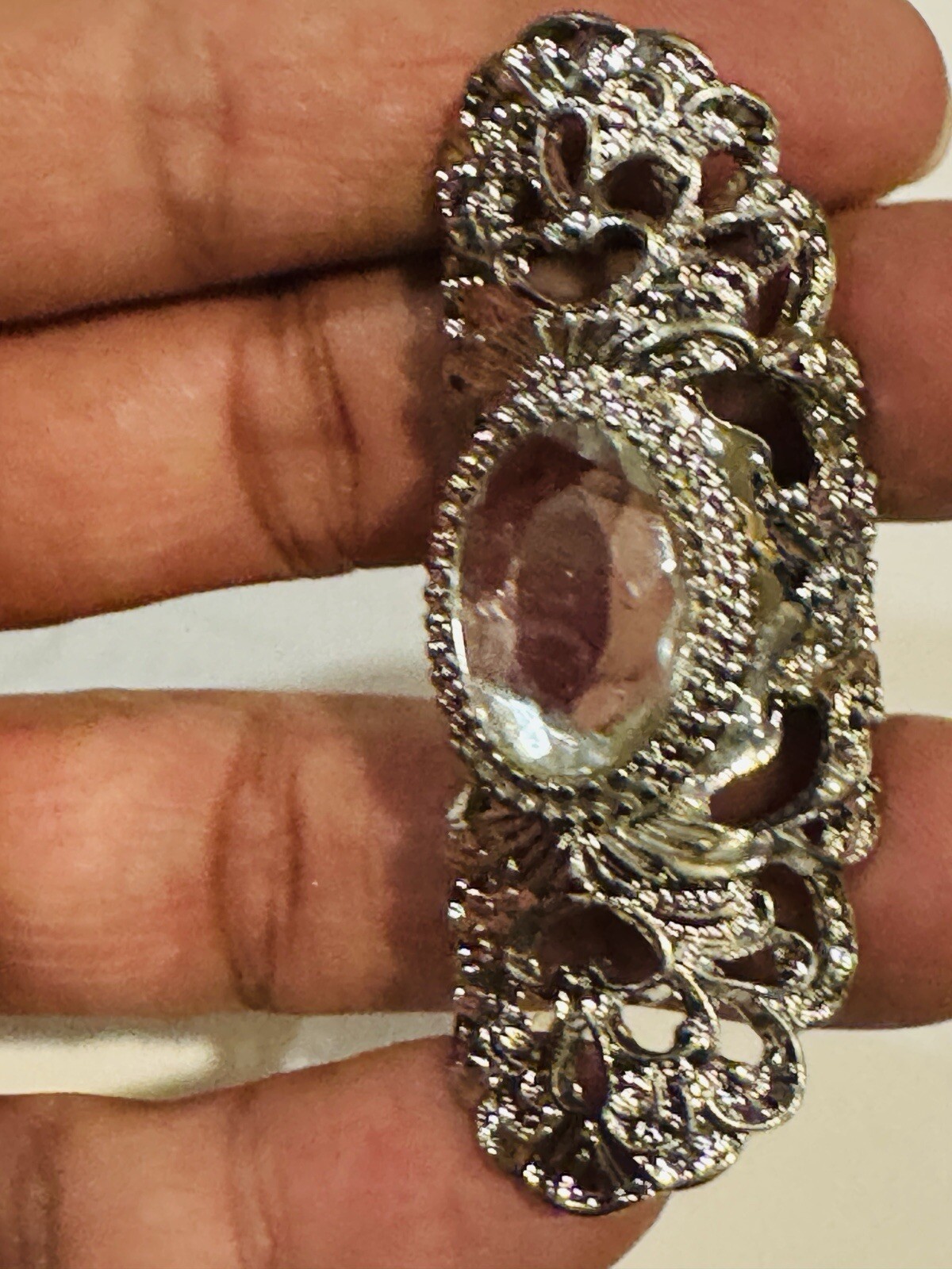 Silver Color Long Ring Stretch Size 8+
