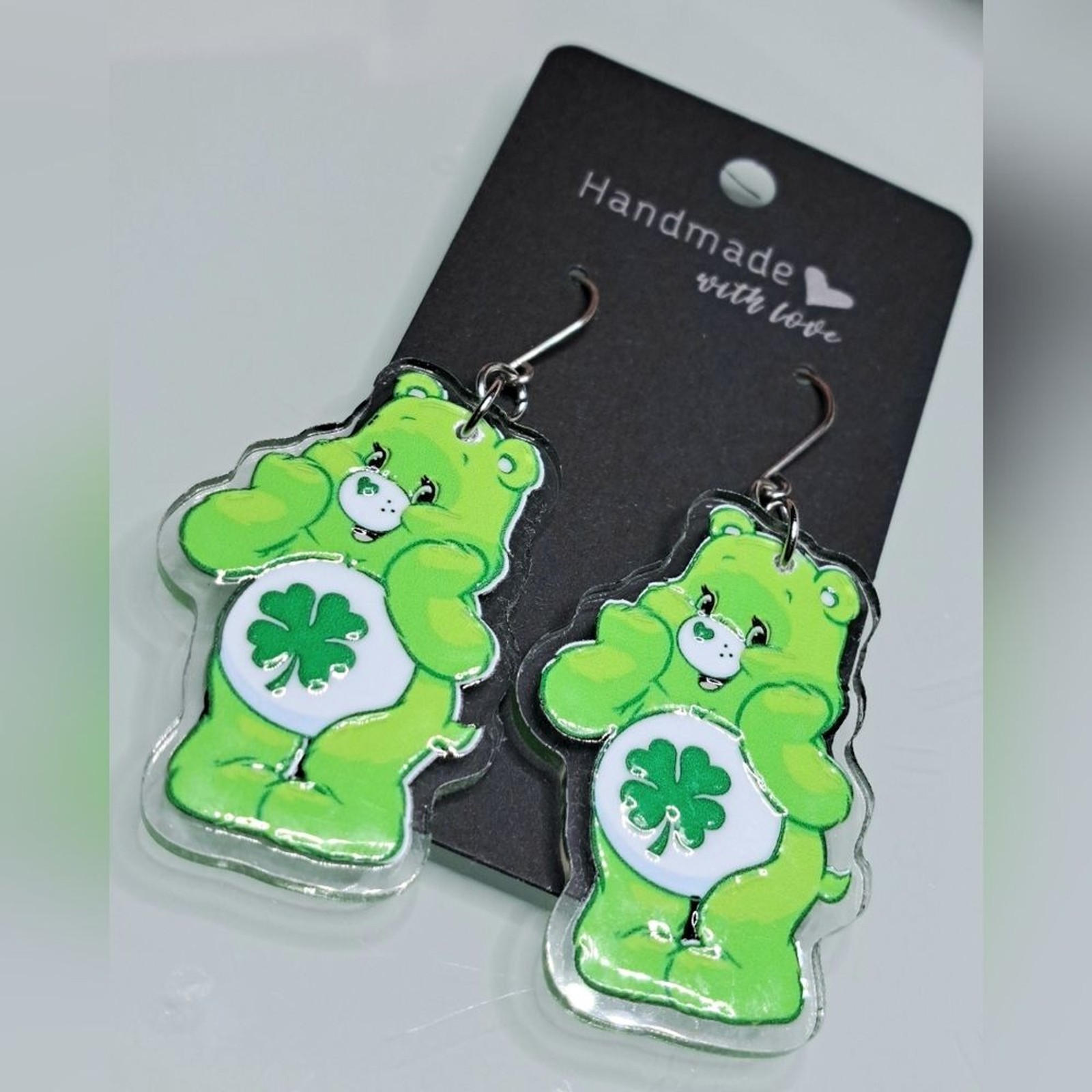 Good Luck Care Bear Earrings With Stainless Steel Ear Wires