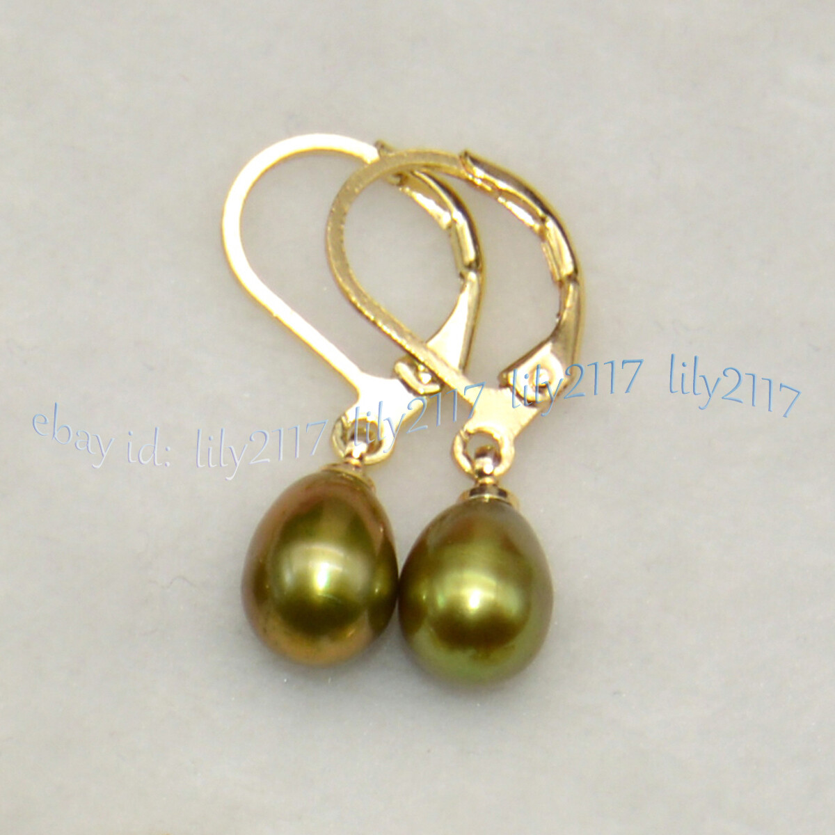 Multicolor 7-8mm Natural Freshwater Rice Pearl Dangle Gold Leverback Earrings