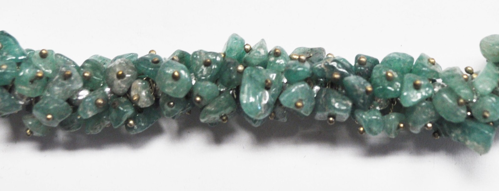 Silver Plated Green Aventurine Popcorn Bead 11mm Cluster Necklace 21″